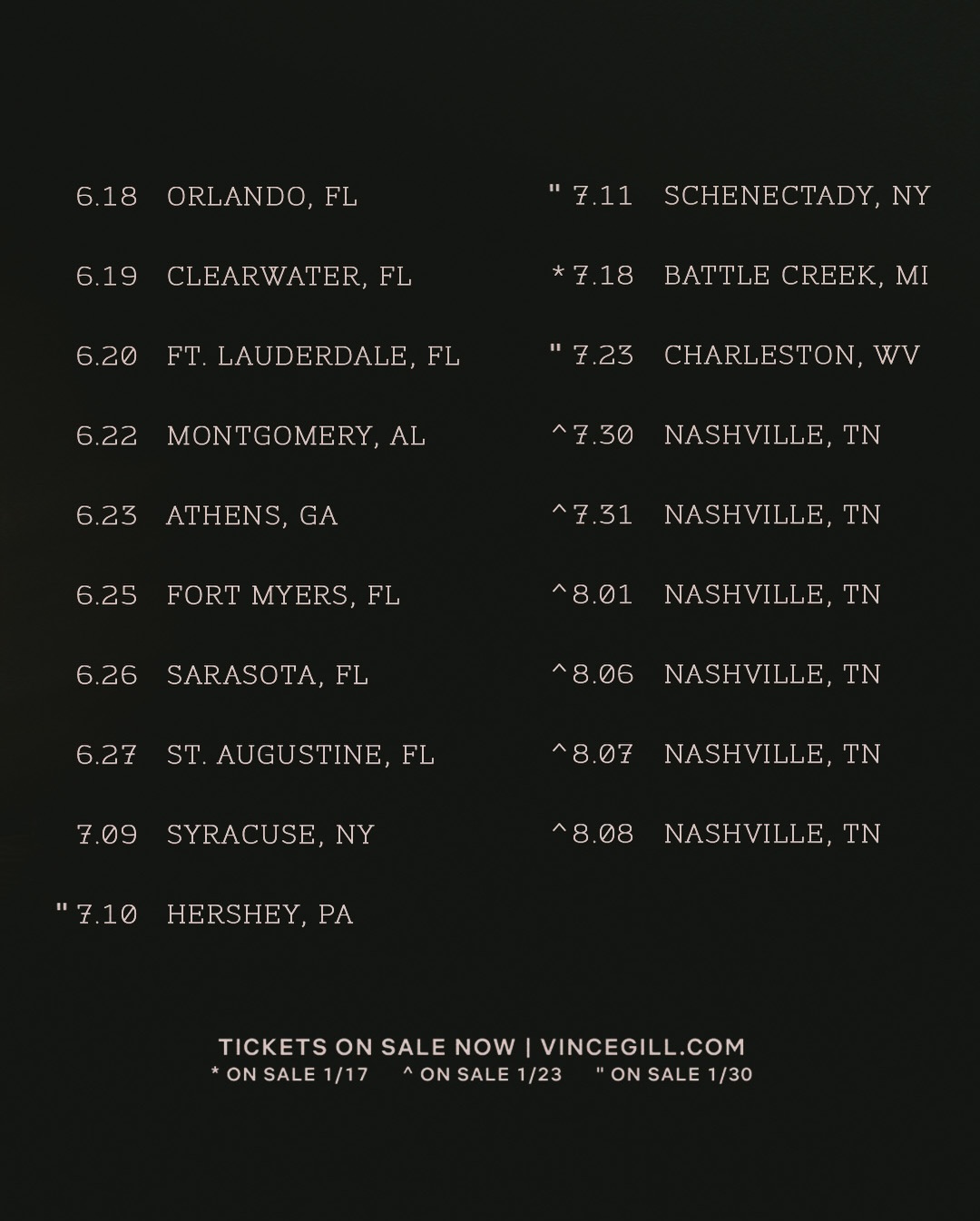 Vince Gill 50 Years From Home Tour Poster 2026